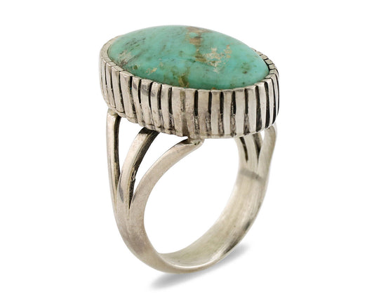 Navajo Ring .925 Silver Natural Blue Turquoise Native American Artist Signed C80