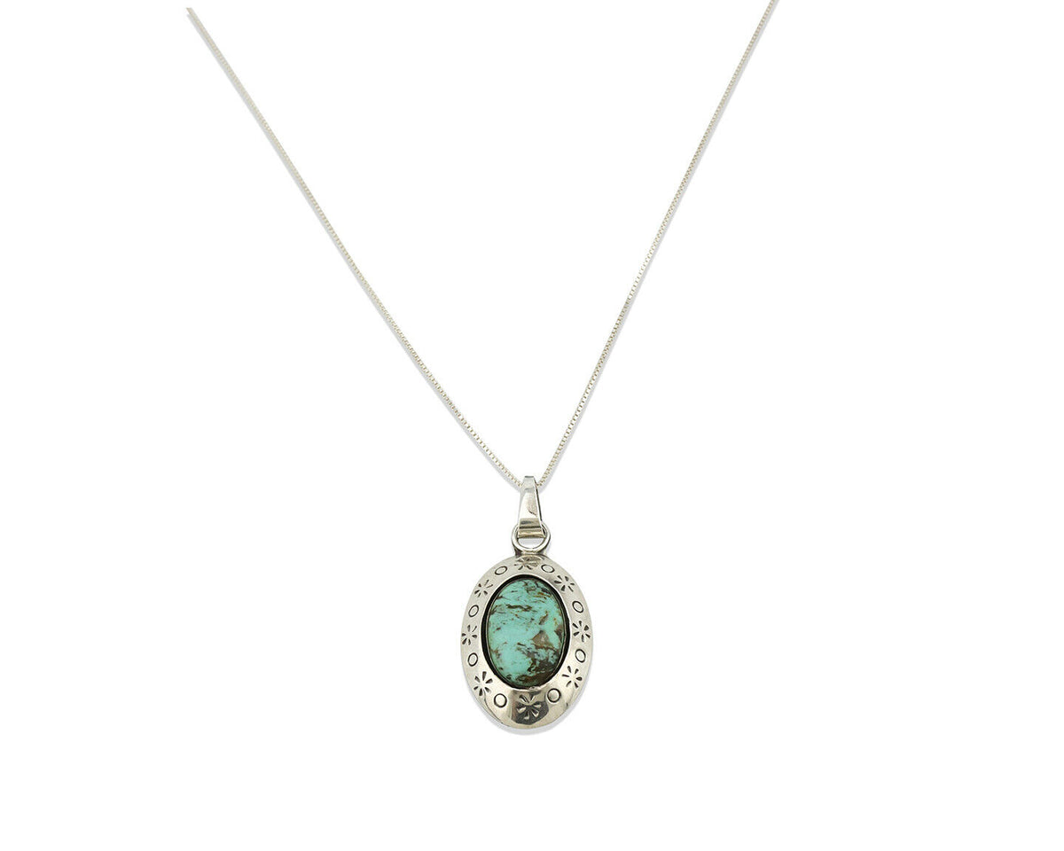 Navajo Pendant .925 Silver Blue Turquoise Native American C.80's