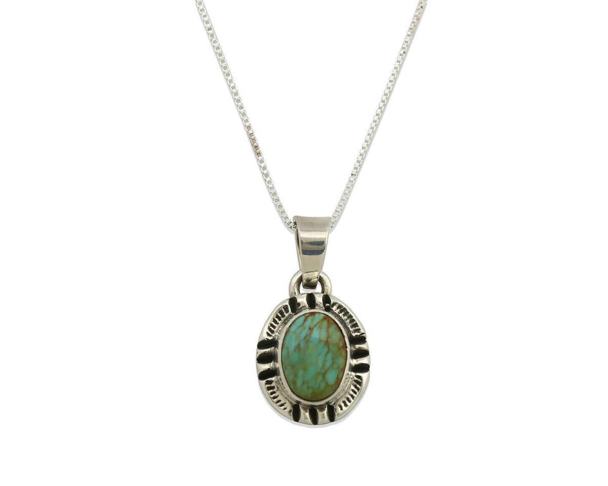Navajo Pendant .925 Silver Kingman Turquoise Artist Signed Gecko C.80's