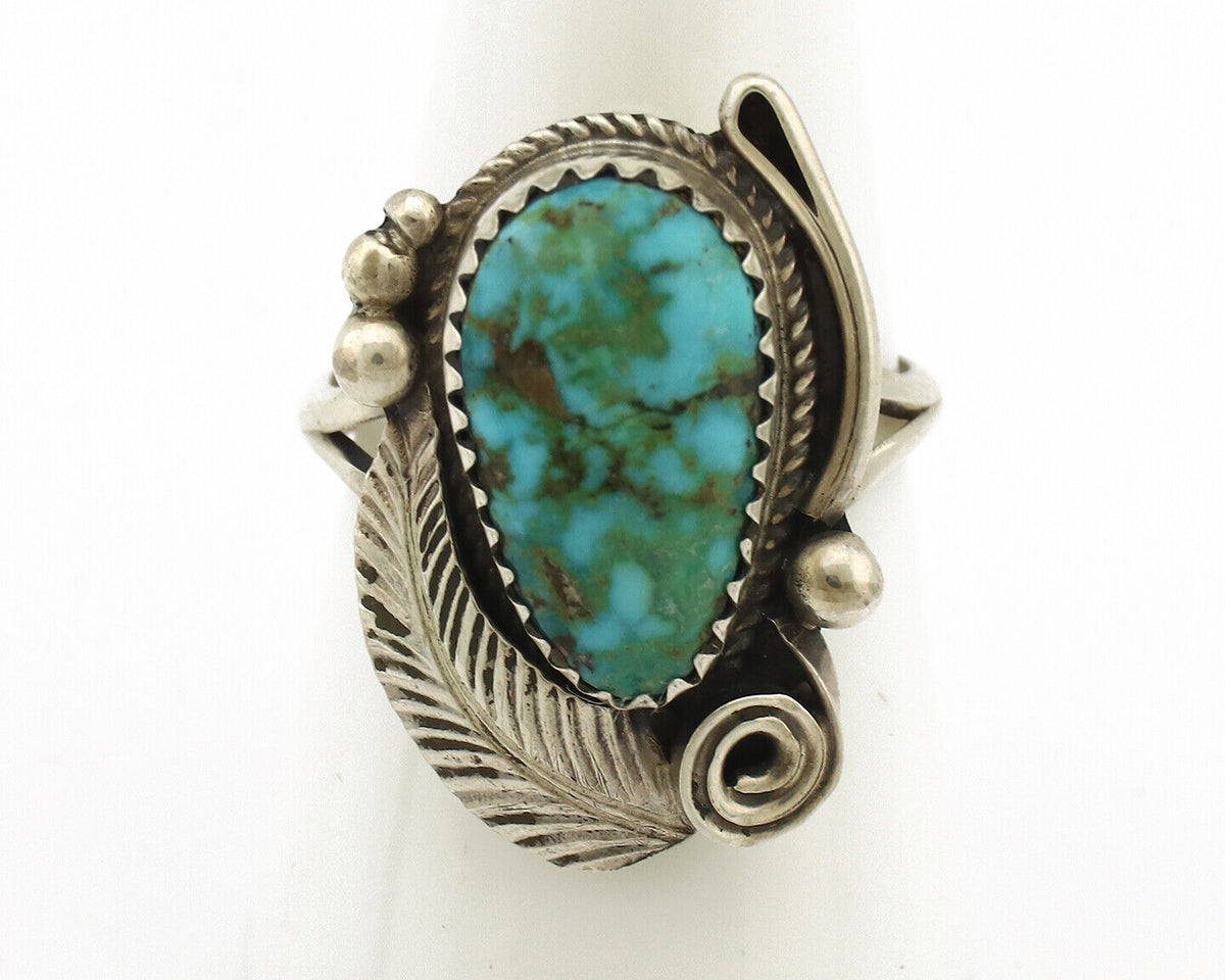 Navajo Ring 925 Silver Turquoise Mtn Turquoise Artist Signed Morris C.80's
