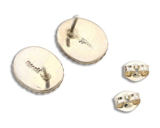 Navajo Earrings 925 Silver Natural Mined Lapis Native American Artist C80s