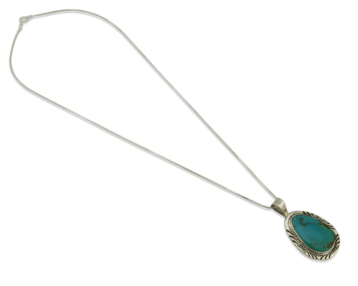 Navajo Pendant .925 Silver Blue Turquoise Artist Signed PB C.80's