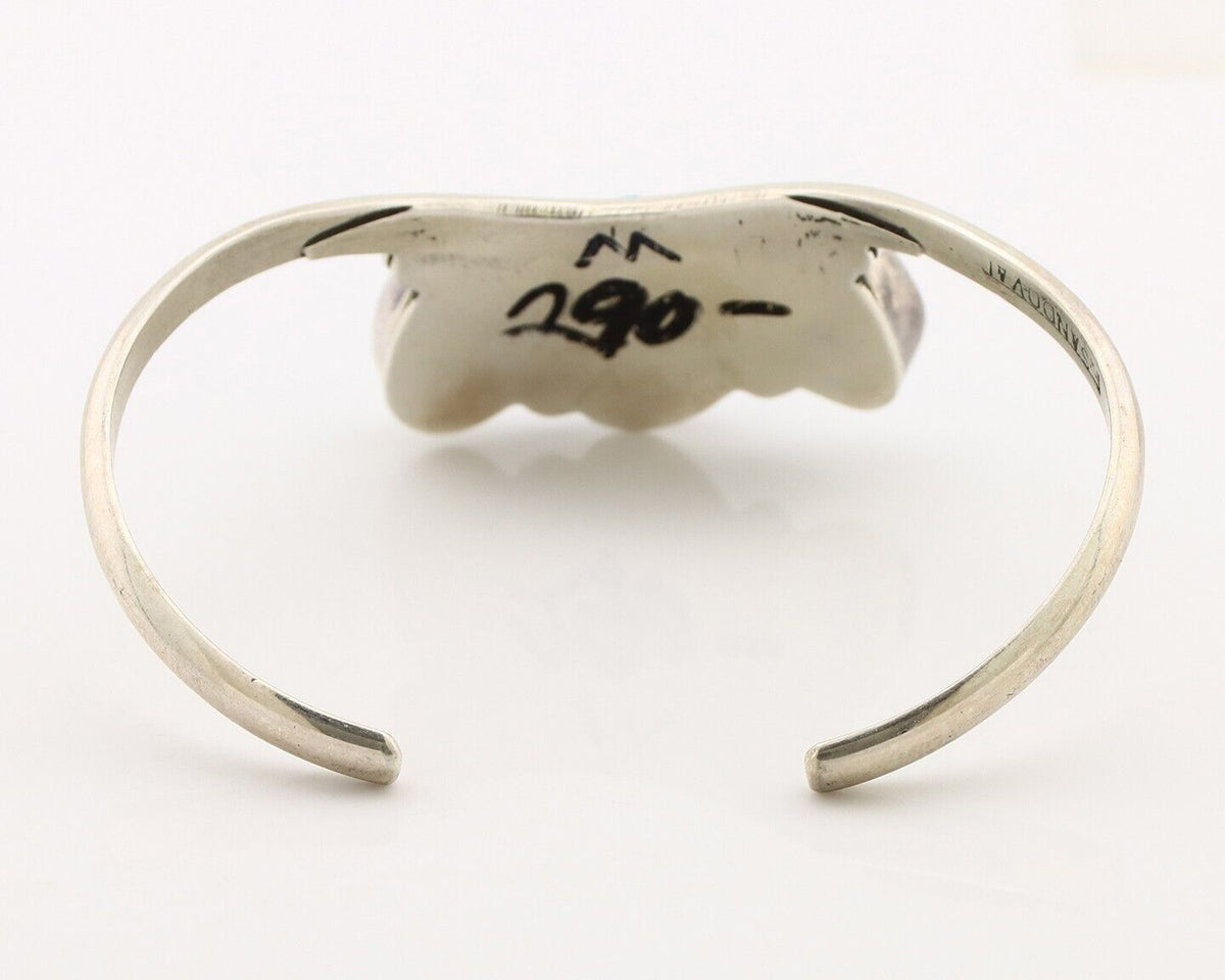 Navajo Bracelet 925 Silver Blue Kingman Turquoise Artist Signed E SANDAVOL C80s
