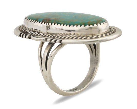 Navajo Ring 925 Silver Blue Turquoise Native Artist Signed Begay C.80s