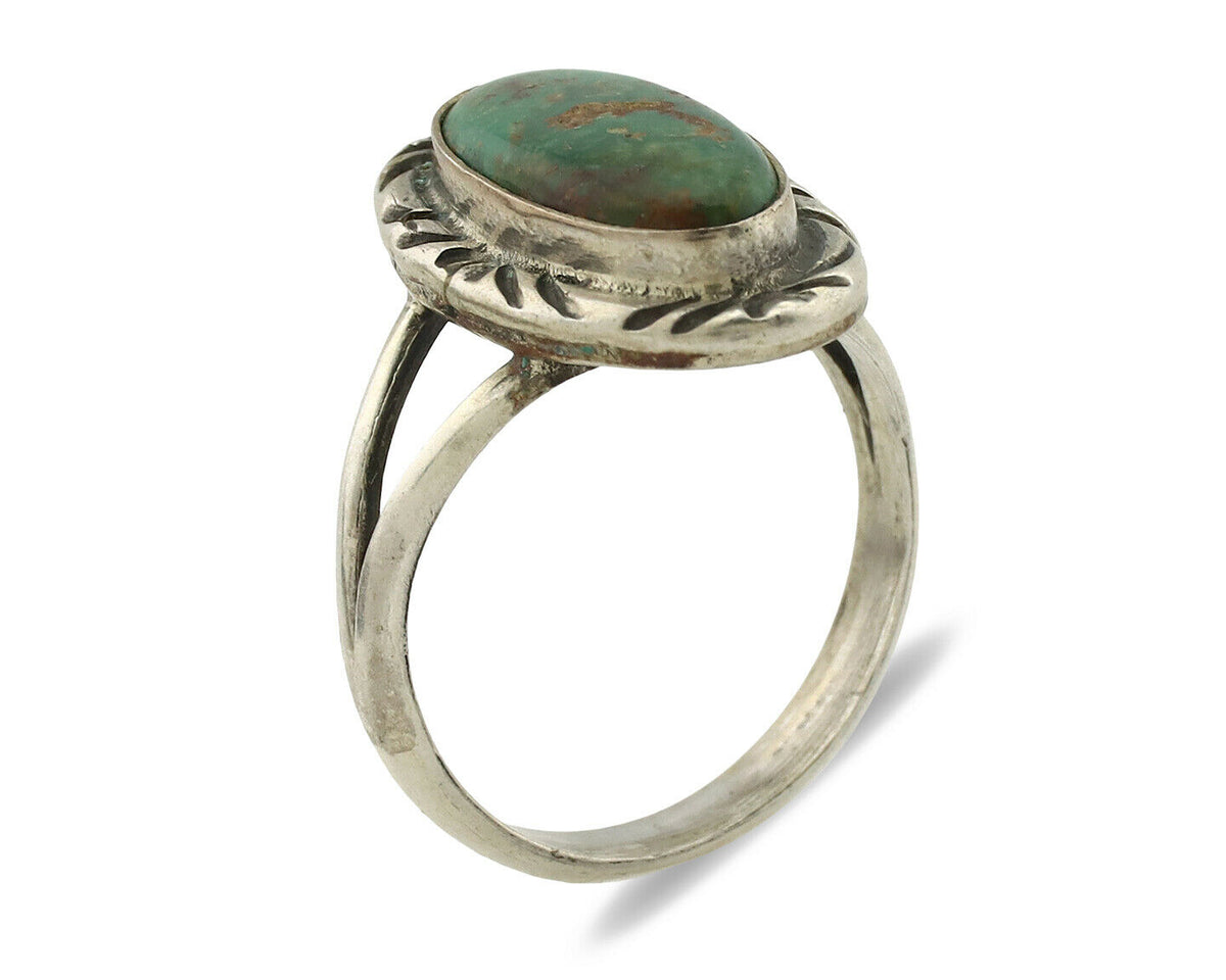 Navajo Ring .925 Silver Kingman Turquoise Native Artist Signed C.80's