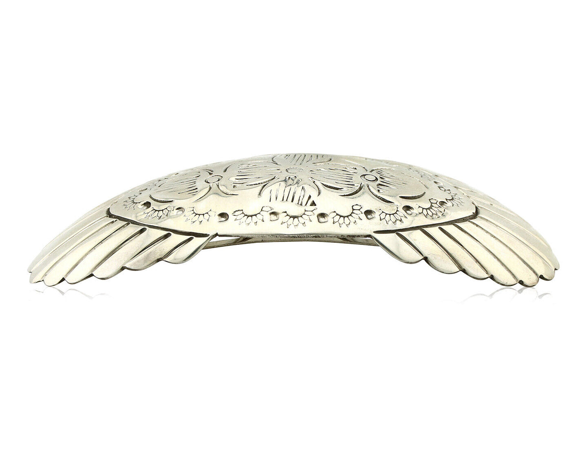Navajo Hair Clip Barrette .925 Silver Hand Stamped Artist Signed C Montoya C80s