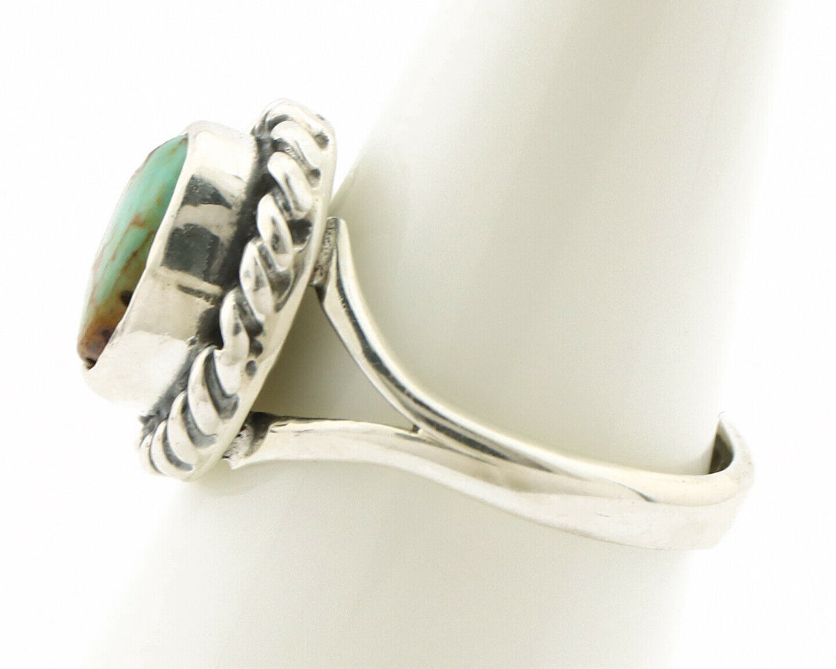 Navajo Ring .925 Silver Kingman Turquoise Artist Signed Gecko C.90's