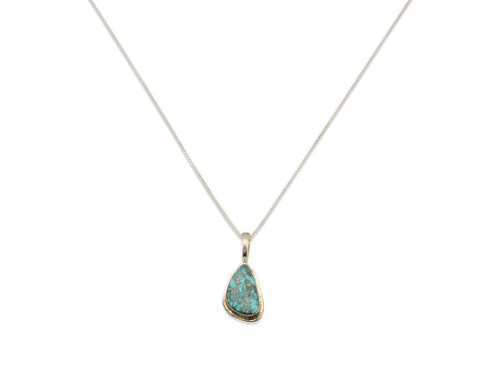Navajo Necklace .925 Silver Fox Mine Turquoise Signed Doug Zachary C.1980's
