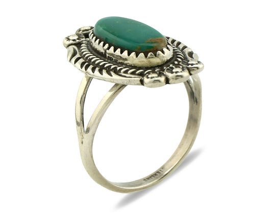 Navajo Ring .925 Silver Kingman Turquoise Native Artist C.1980's