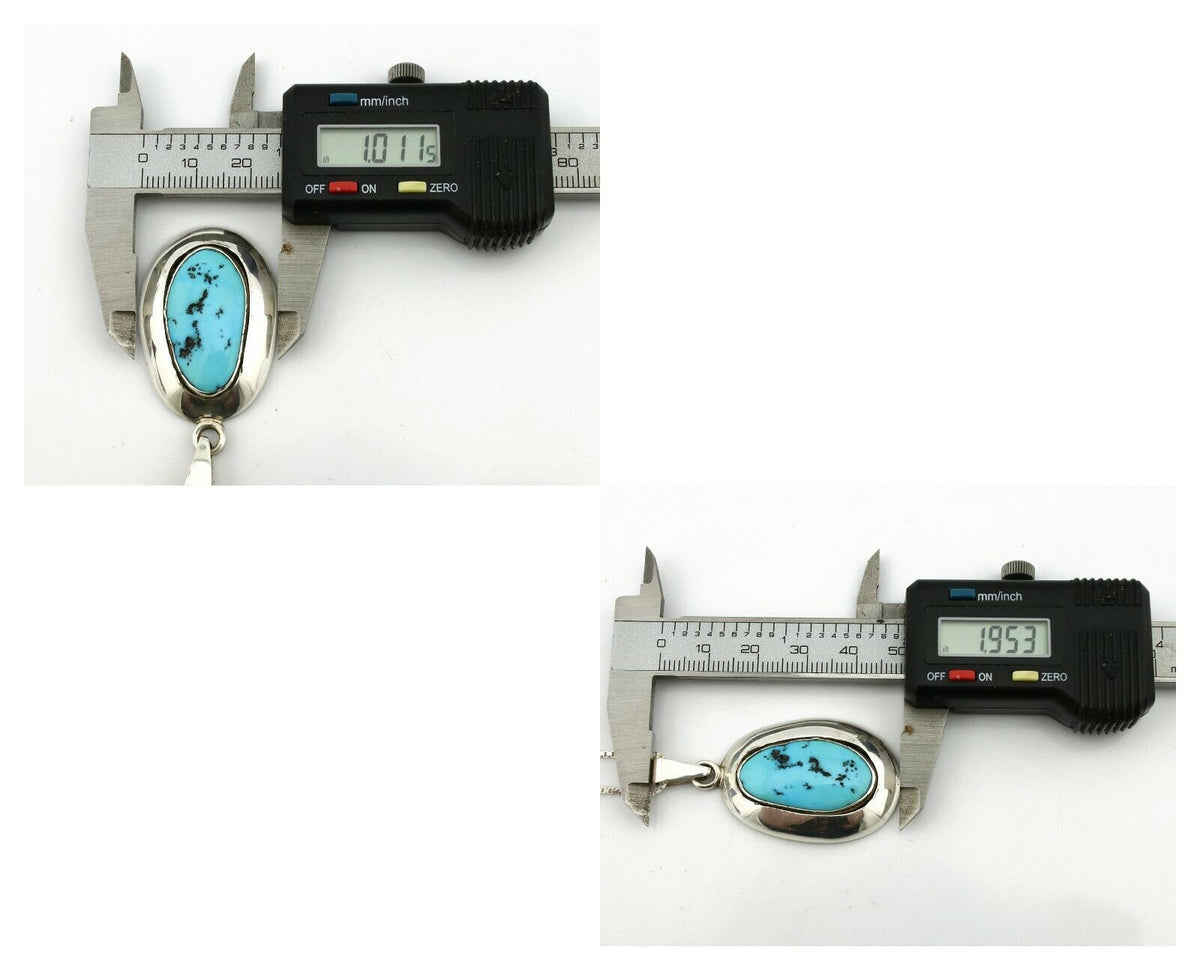 Navajo Necklace .925 Silver Sleeping Beauty Turquoise Signed C Montoya C.80's