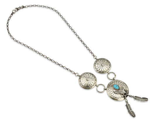 Navajo Necklace .925 Silver Sleeping Beauty Turquoise Signed A Payton C.80's