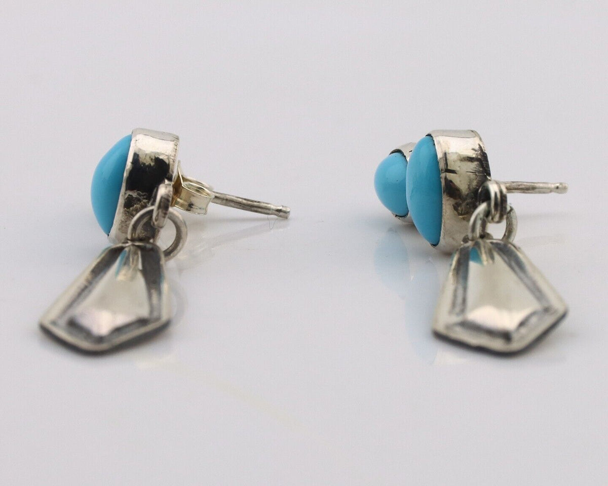 Navajo Earrings 925 Silver Natural Blue Turquoise Native American Earrings C80's