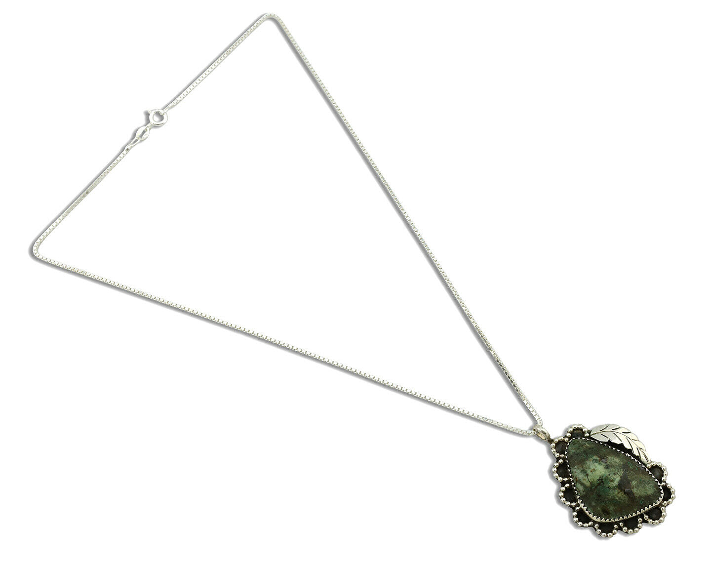 Navajo Necklace .925 Silver Variscite Signed JR C.1980's