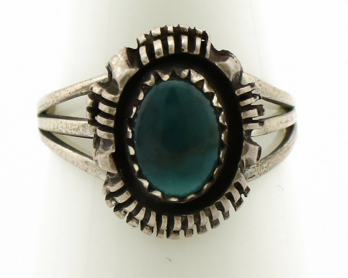 Navajo Ring .925 Silver Black Turquoise Artist Signed T.I.W C.80's