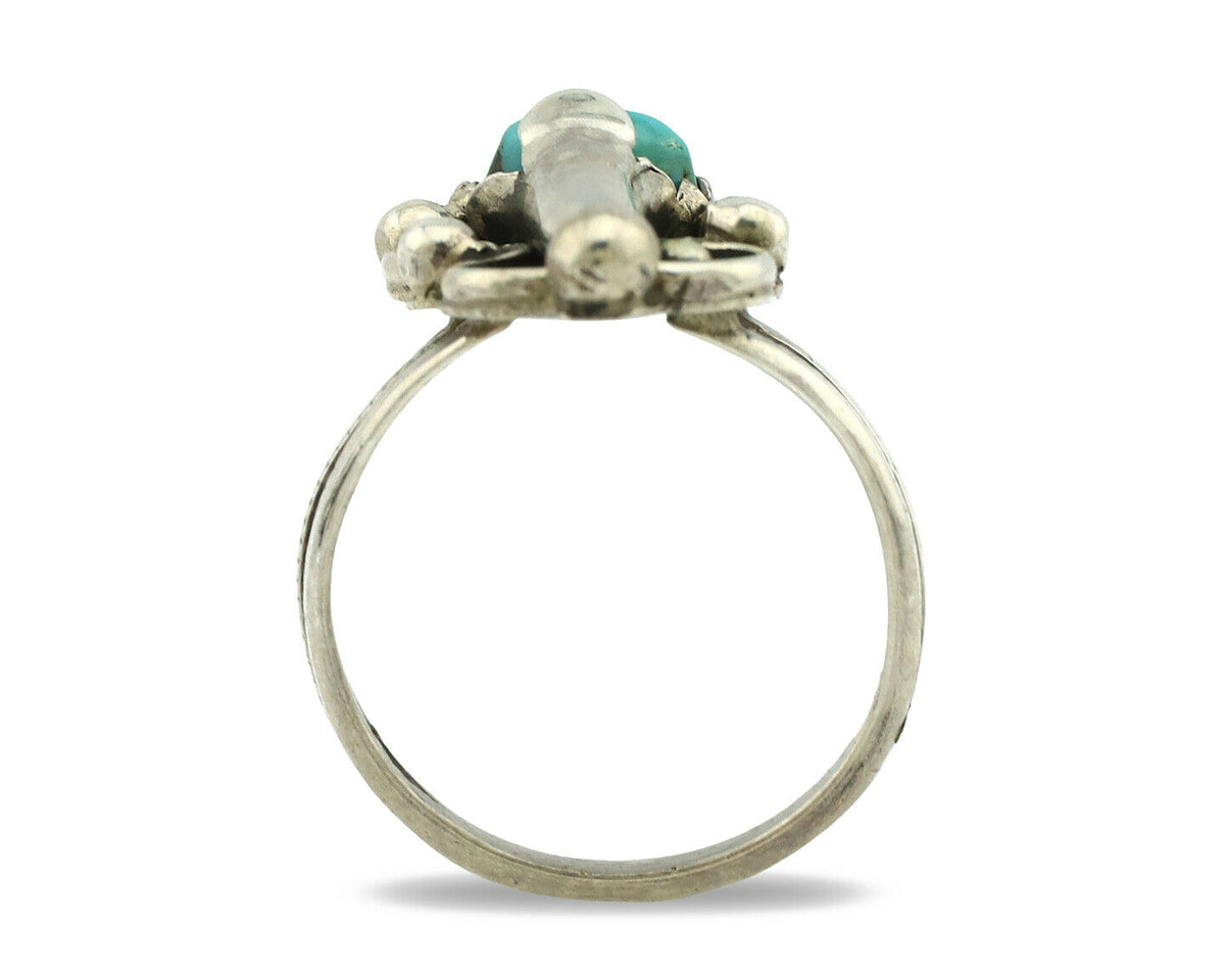 Navajo Ring .925 Silver Natural Blue Turquoise Native Artist C.80's