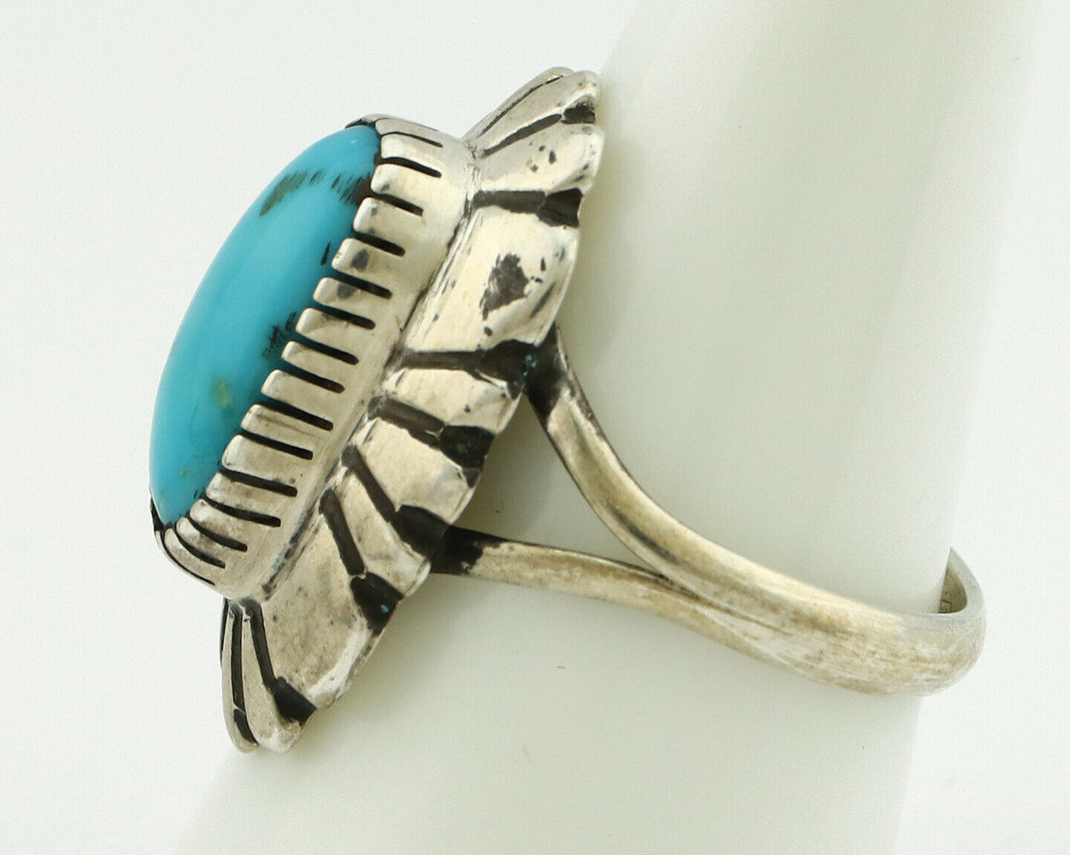 Navajo Ring .925 Silver Arizona Turquoise Signed M Montoya C.80's