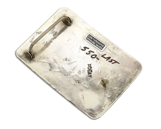 Navajo Belt Buckle .925 Silver Handmade Chip Inlay Artist Signed Bee Gay C.80's