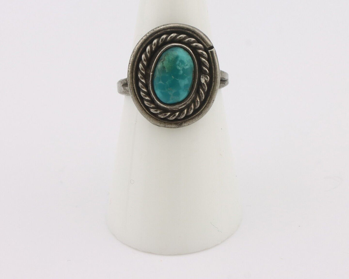 Navajo Handmade Ring 925 Silver Kingman Turquoise Native Artist C.80's