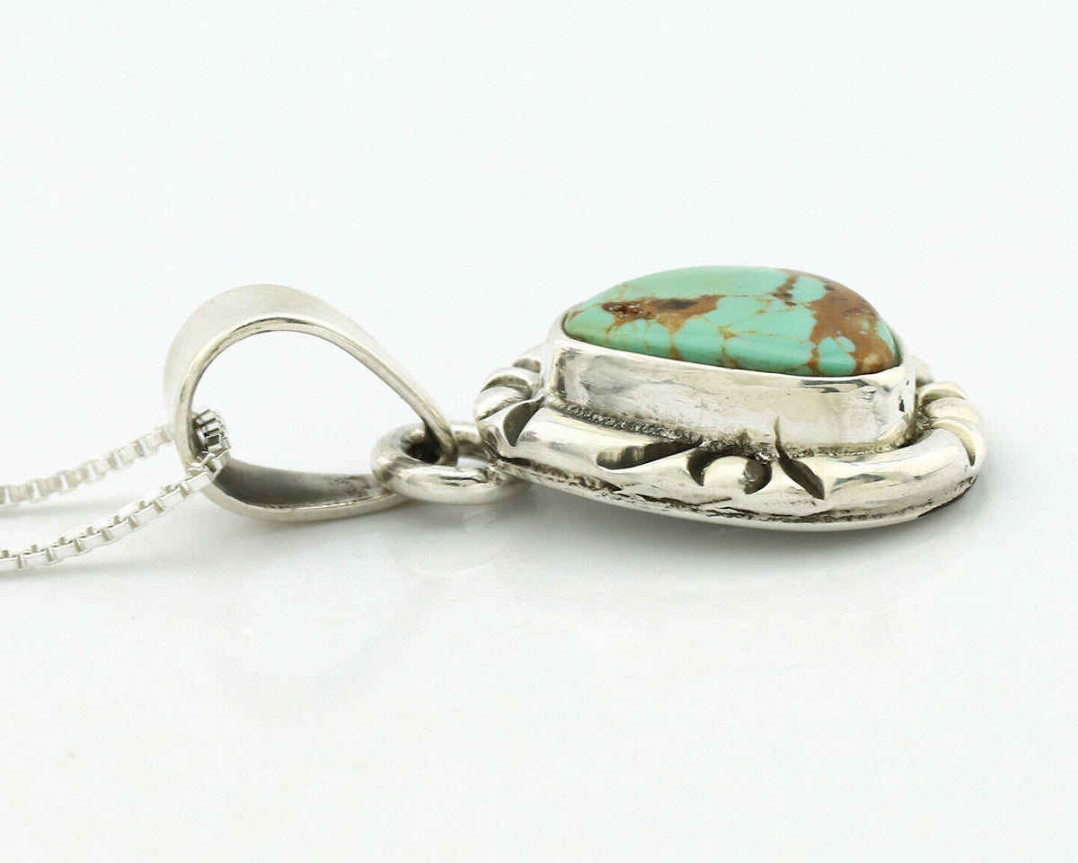 Navajo Necklace .925 Silver Kingman Turquoise Signed Gecko C.1980's