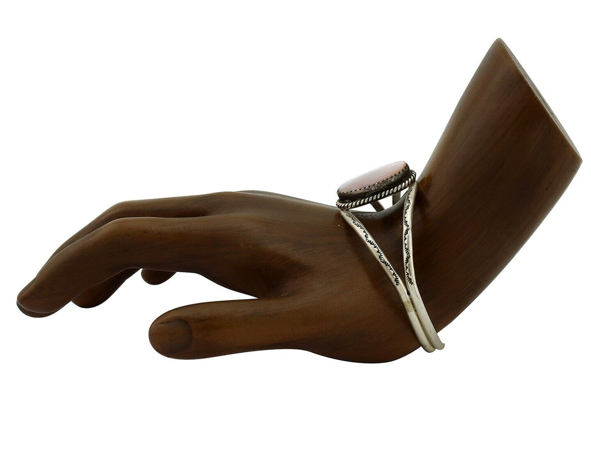 Women's Navajo Bracelet 925 Silver Natural Pink Mussel Native American C.80's