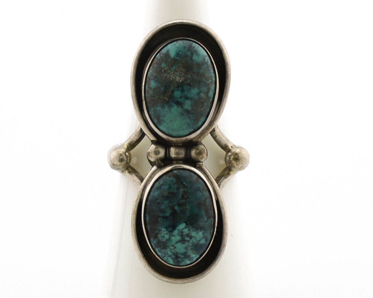 Navajo Ring .925 Silver Spiderweb Turquoise Native American Artist C.1980's