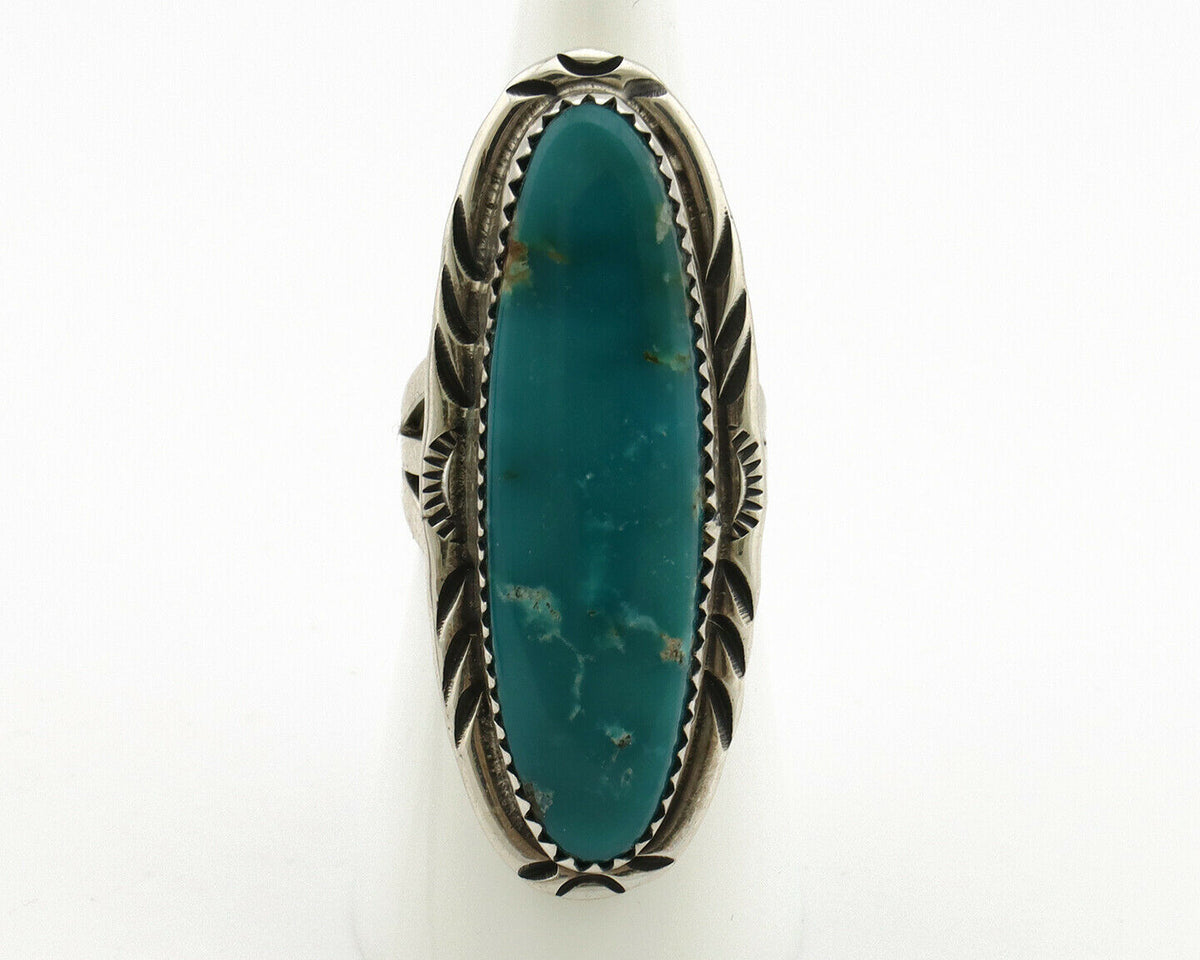 Navajo Ring .925 Silver Blue Southwest Turquoise Artist Signed USA C.80's