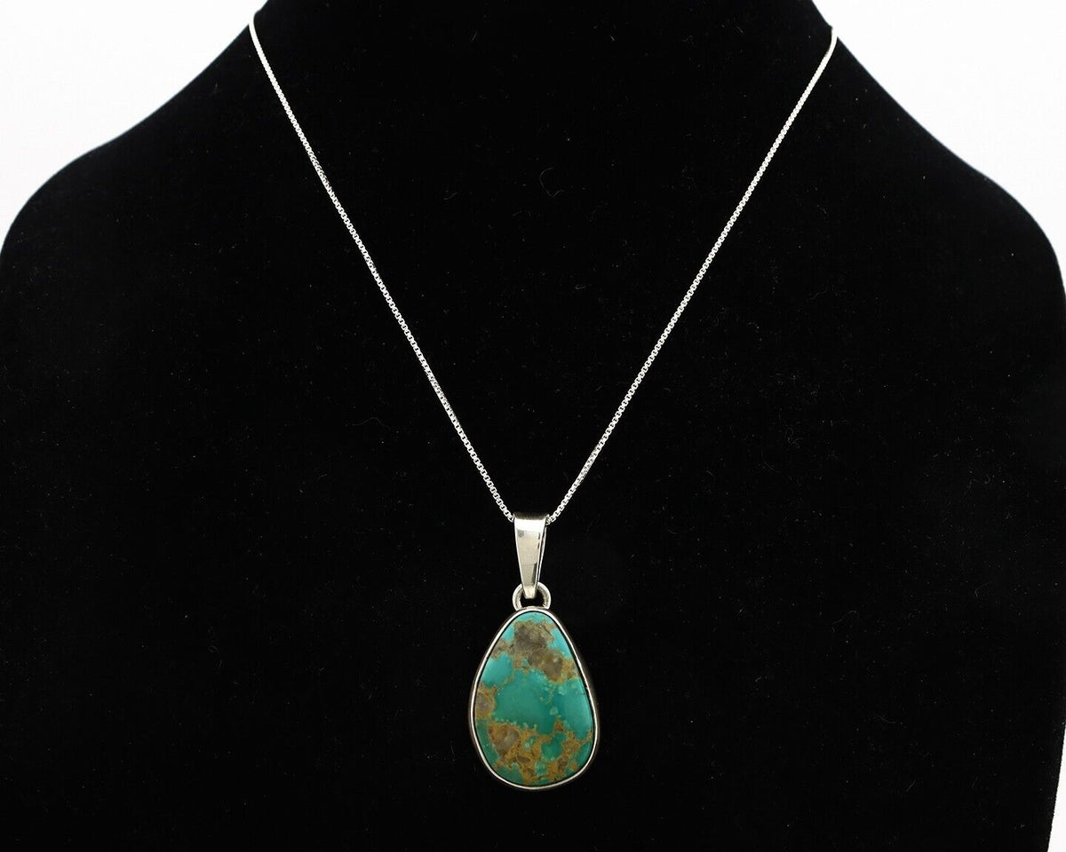 Navajo Handmade Necklace 925 Silver Arizona Turquoise Signed Gecko C.80's