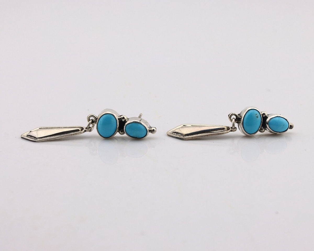 Navajo Earrings 925 Silver Natural Blue Turquoise Native American Earrings C80's