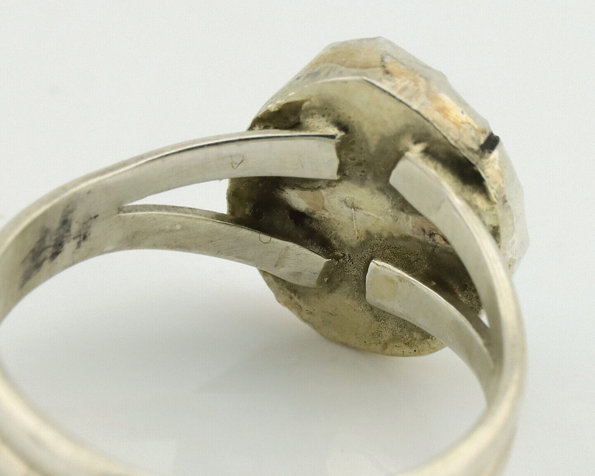 Navajo Ring .925 Silver Sleeping Beauty Turquoise Native American Artist C.1980s