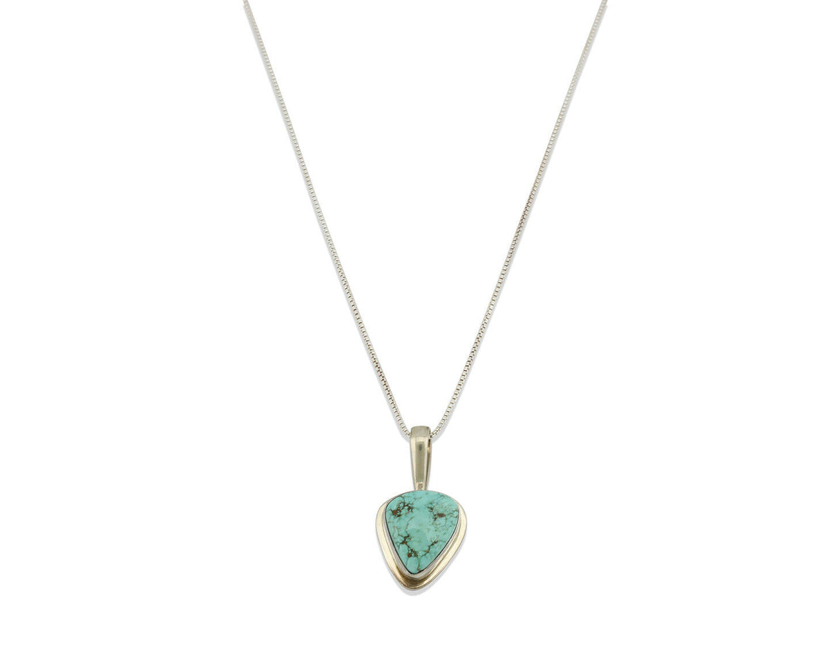 Navajo Pendant .925 Silver Fox Turquoise Artist Signed DZ C.80's