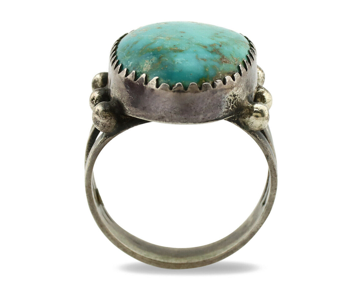 Navajo Ring .925 Silver Blue Turquoise Native American Artist C.1980's
