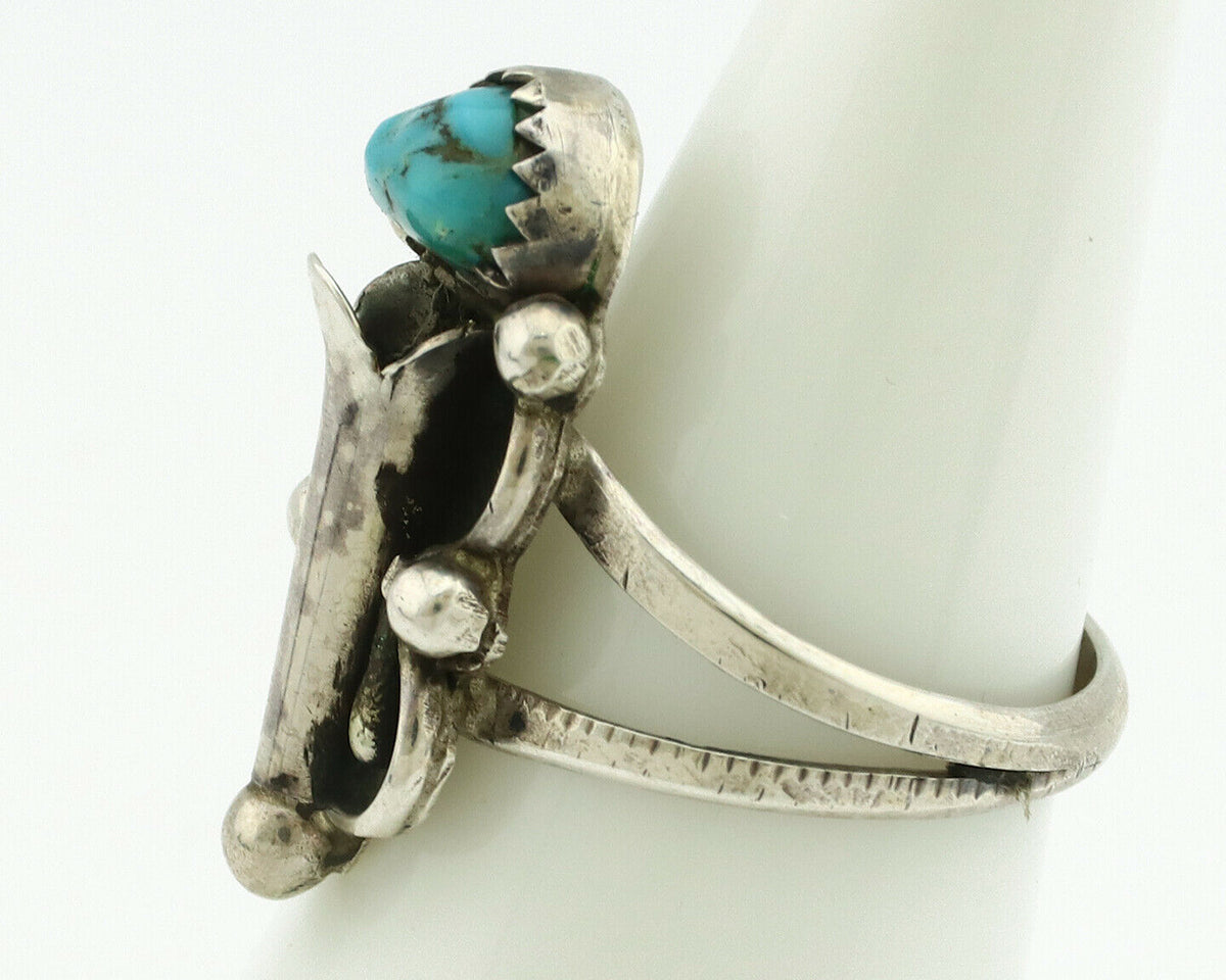 Navajo Ring .925 Silver Natural Blue Turquoise Native Artist C.80's