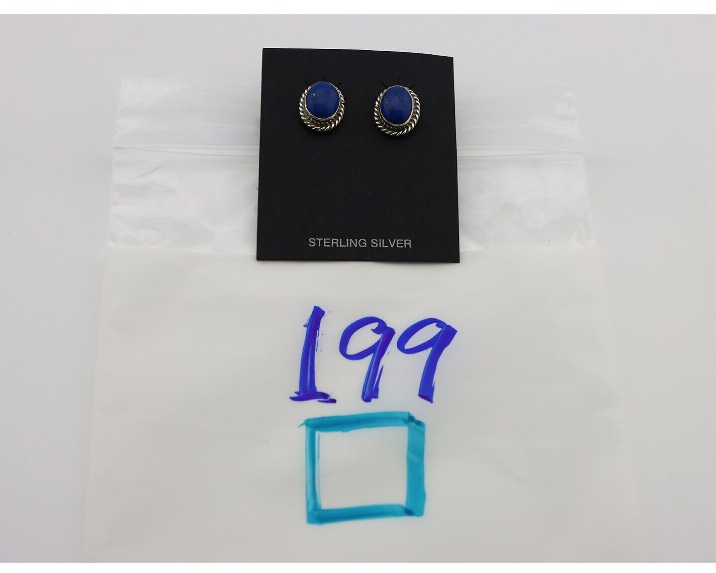 Navajo Earrings 925 Silver Natural Mined Lapis Native American Artist C80s