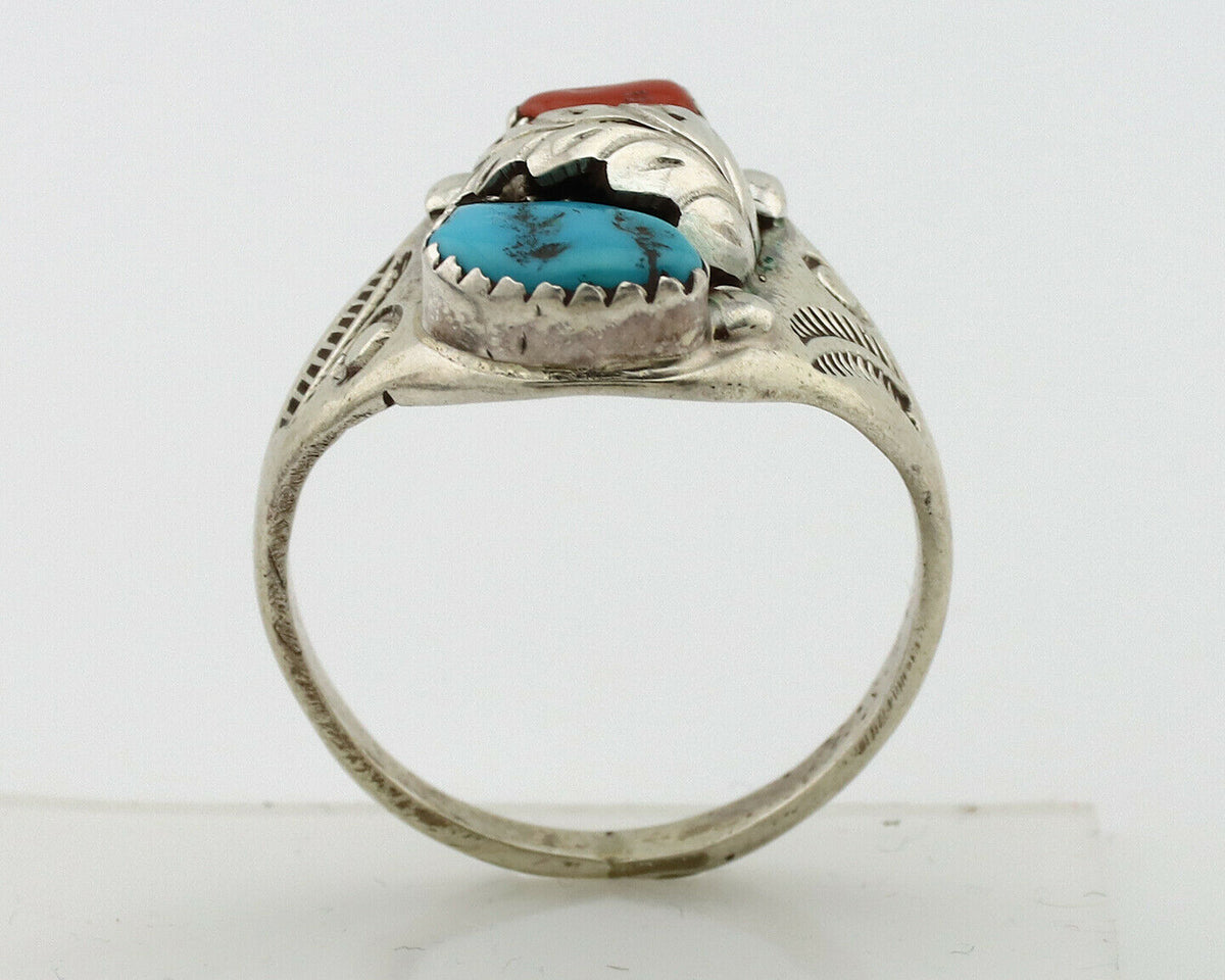 Navajo Ring .925 Silver Sleeping Beauty Turquoise Native Artist C.1980's