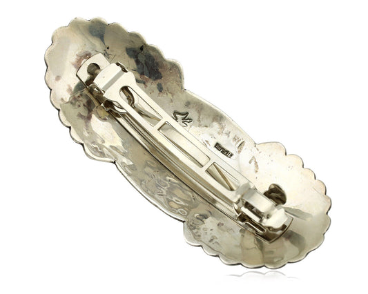 Navajo Hair Clip Barrette .925 Silver Hand Stamped Artist Signed C Montoya C80s