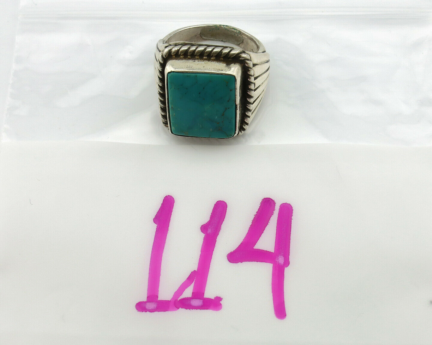 Navajo Ring .925 Silver Blue Green Turquoise Signed C Montoya C.80's