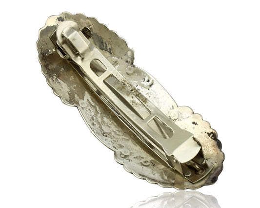 Women's Navajo Hair Clip Barrette .925 Silver Hand Stamped Artist C Montoya C80s