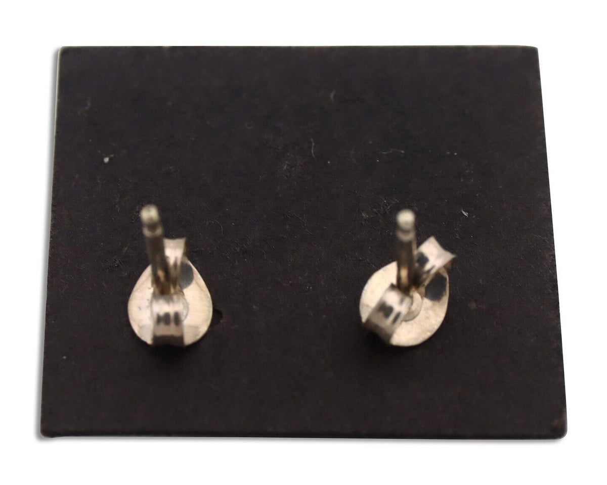 Navajo Earrings 925 Silver Natural Blue Turquoise Native American Artist C.90's