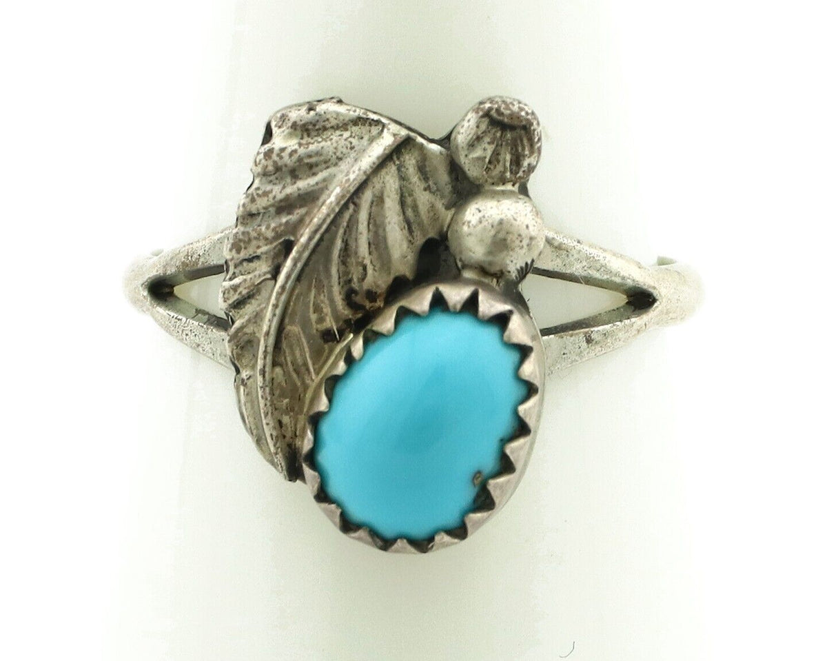 Navajo Ring .925 Silver Natural Blue Mined Southwest Turquoise Native Artist C80