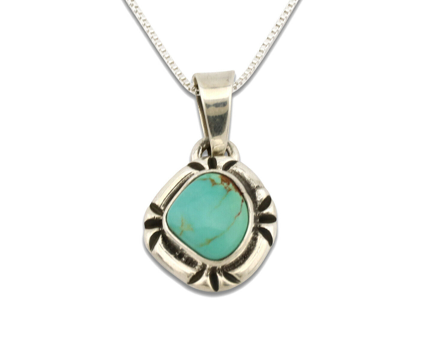 Navajo Necklace .925 Silver Kingman Turquoise Signed Gecko C.1980's