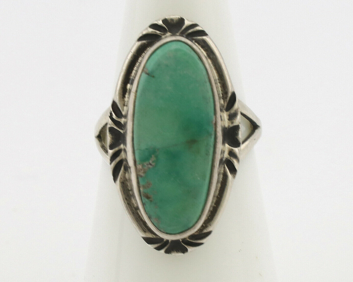 Navajo Ring .925 Silver Kingman Turquoise Native Artist Signed C.80's