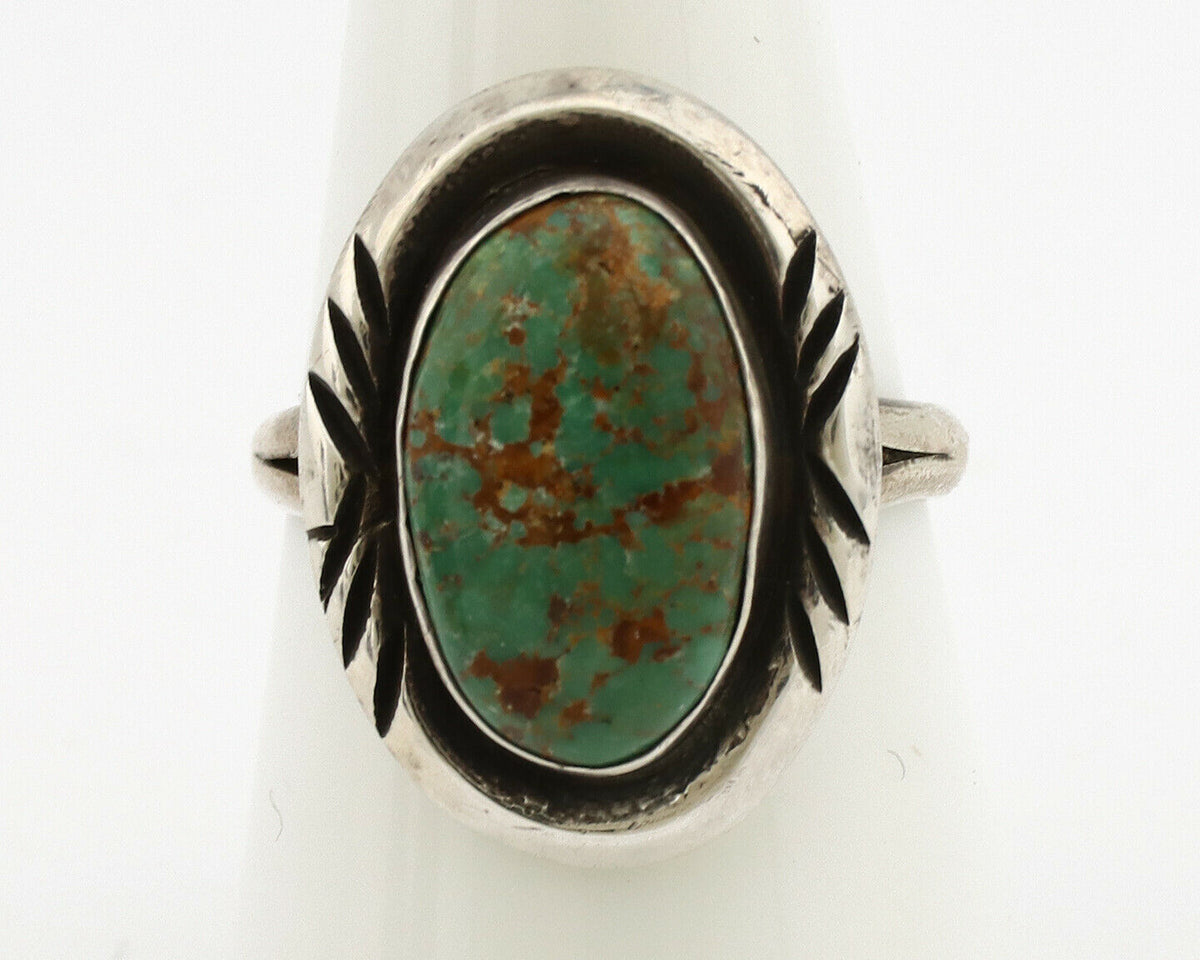 Navajo Ring .925 Silver Kingman Turquoise Native American Artist C.1980's