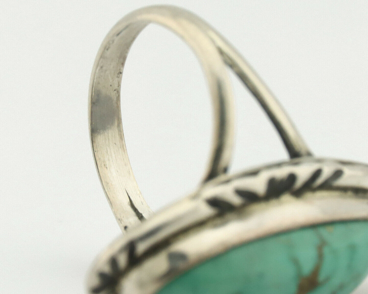 Navajo Ring .925 Silver Natural Turquoise Artist Signed Native American C.80's