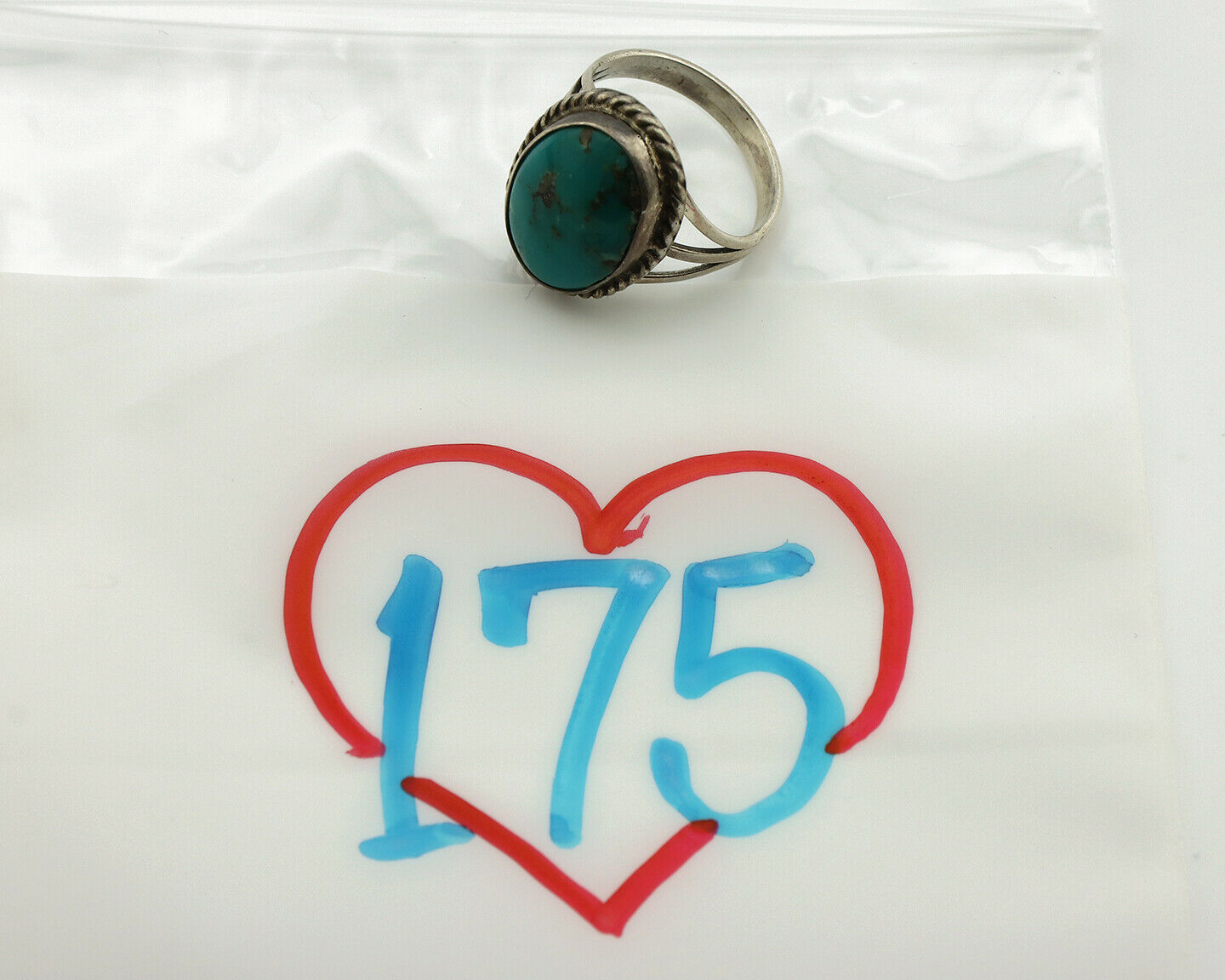 Navajo Ring .925 Silver Blue Turquoise Native American Artist C.1980's