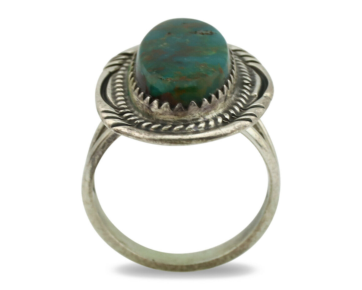 Navajo Ring .925 Silver Turquoise Native American Artist C.1980's