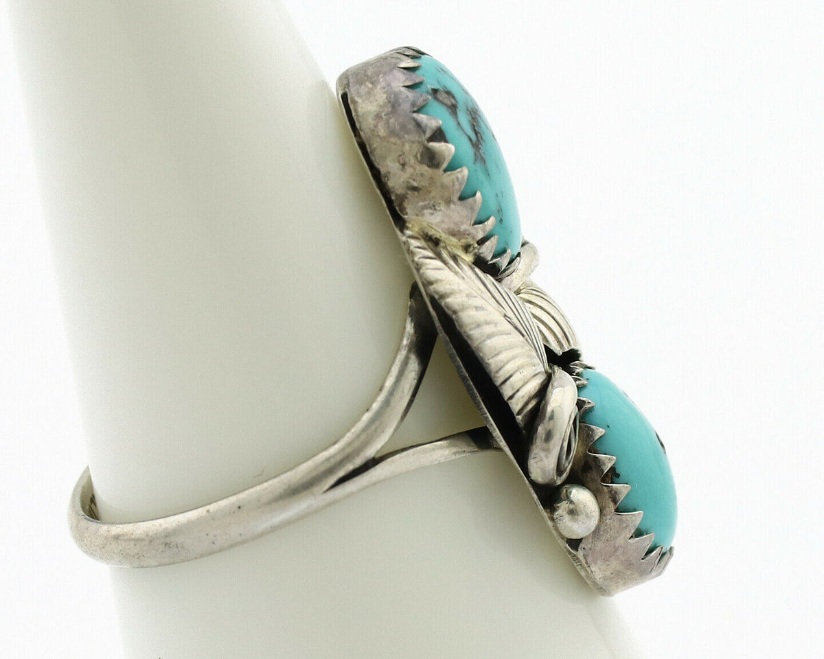 Navajo Ring .925 Silver Natural Blue Turquoise Native American Artist C.1980's