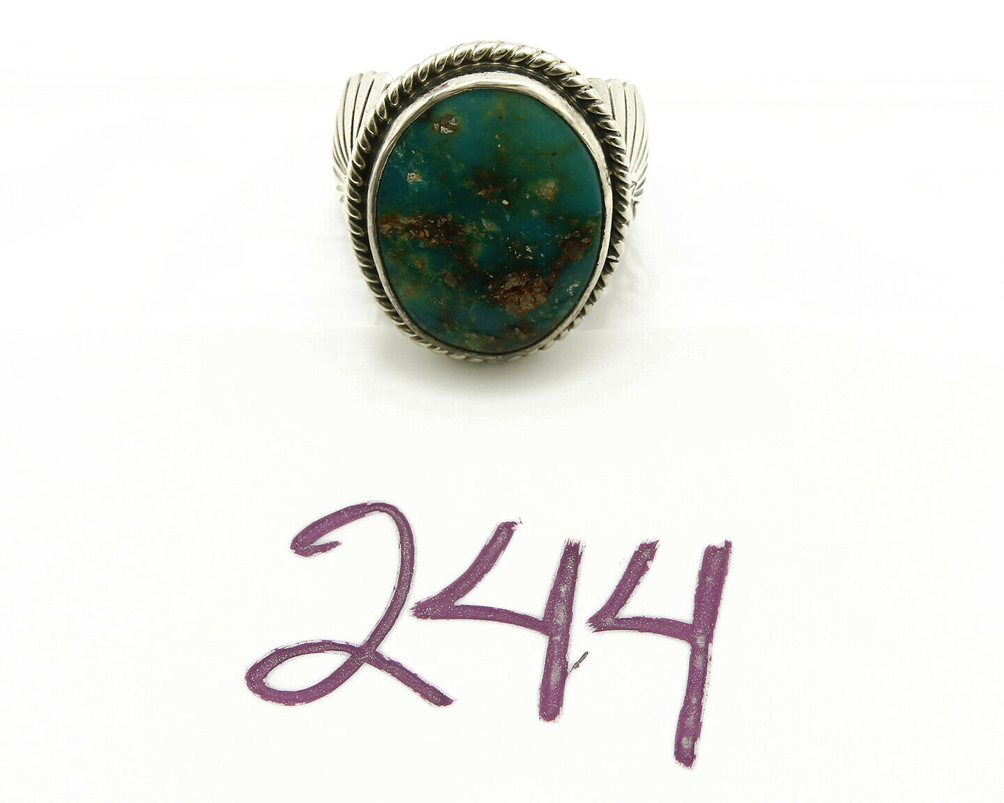 Navajo Royston Turquoise Ring .925 Silver Artist Doug Zachary C.80's Size 11.25