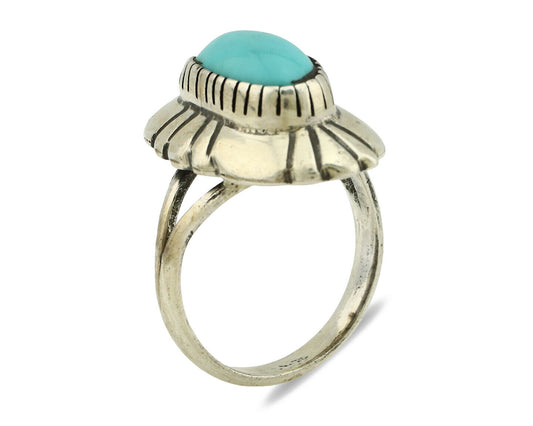 Navajo Ring .925 Silver Arizona Turquoise Signed M Montoya C.80's