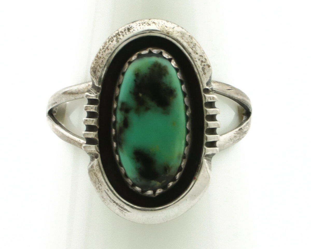 Navajo Ring .925 Silver Green Turquoise Native American Artist Handmade C.80's