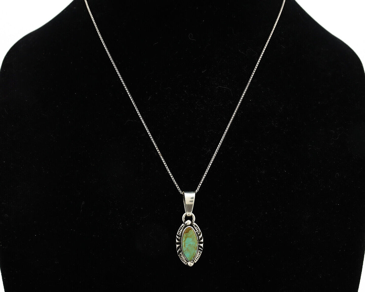 Navajo Necklace 925 Silver Kingman Turquoise Artist Signed Gecko C.80's